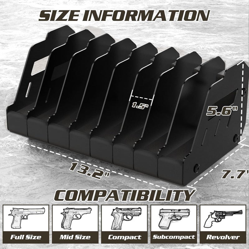 LULACOOL Gun Rack for Pistol, Soft Foam Pistol Holder for Gun Safe, Cabinet, Storage, Handgun Stand Organizer Accessories with Gun Slots.Handgun Rack Stand Display Holder - Image 4
